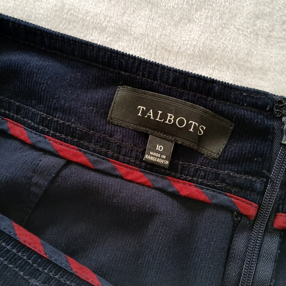 Talbots Women's Corduroy Mini Skirt Size 10 Navy Blue Cotton Blend With Pockets - Picture 8 of 11